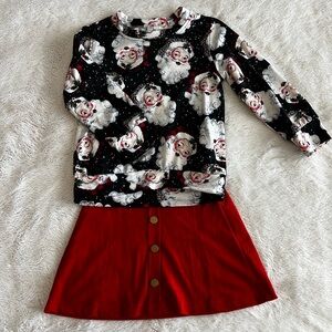 Girls 4T Christmas Faux Suede Skirt Set
